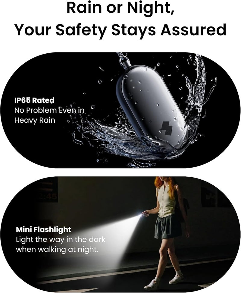 SwitchBot 130 dB Personal Safety Alarm for Women with Apple Find My APP, Extra-Loud Siren & Strobe Light, Waterproof Self Defense Keychain for Women, College Girls and Kids (Yellow) - Image 5